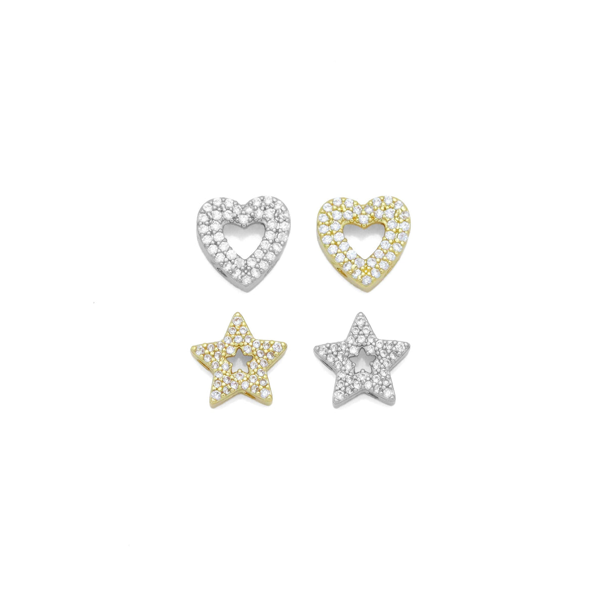 CZ Heart Star Spacer Connector Charm Beads, sku#A312