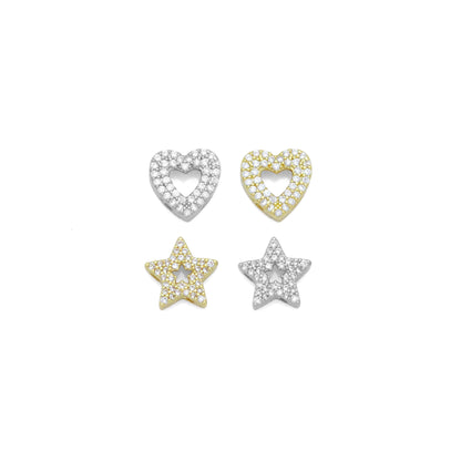 CZ Heart Star Spacer Connector Charm Beads, sku#A312