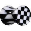 2G Black and White Checkerboard Acrylic Saddle Plug