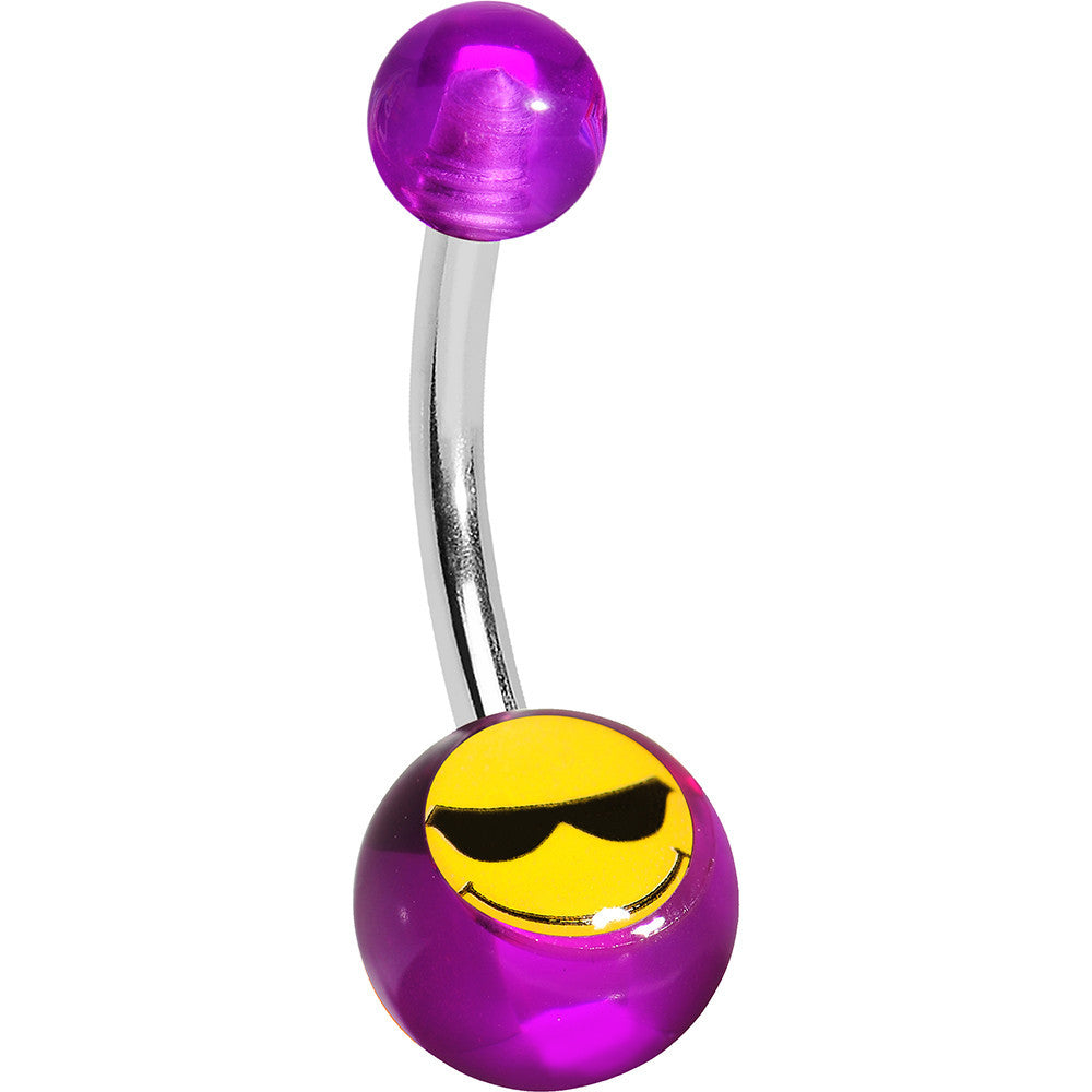 Purple Acrylic Sunglasses Smiley Belly Ring