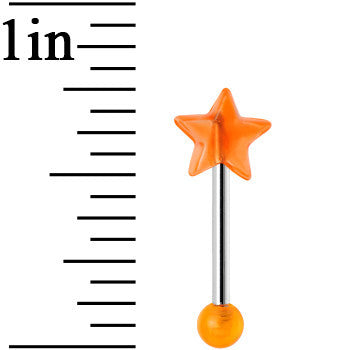16G Orange Acrylic Splendid Star Straight Barbell Eyebrow Ring