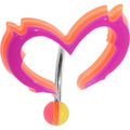 Fuchsia Pink Acrylic Multi Layered Tribal Heart Top Mount Belly Ring