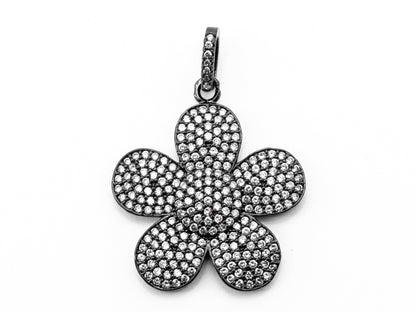 25mm CZ Micro Pave Daisy Flower Pendant/Charm, Cubic Zirconi