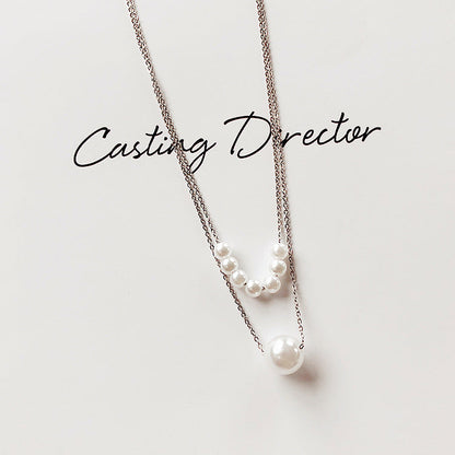 Pearl Pendant Chain Choker Multilayer Necklace