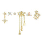 Multi Sets of Chic Star&Moon Earrings, 3-6pcs, 18k Gold Plated Stud Drop Hoop Huggie Cuff Chain, S925 Needle