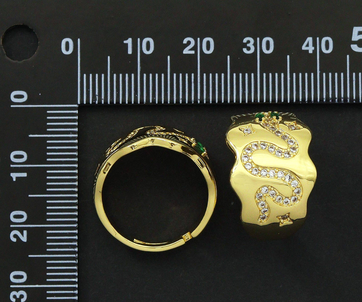 CZ Snake on Band Adjustable Ring, Sku#JL102
