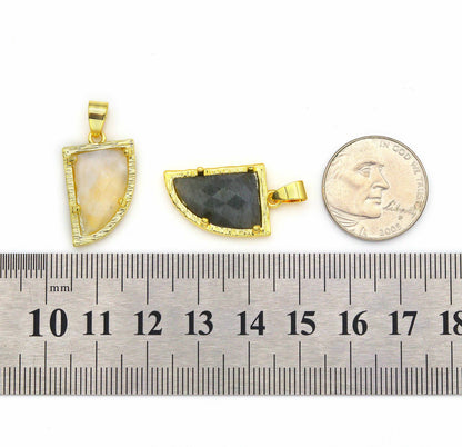 Gold Gemstone Horn Charm, Sku#LY09