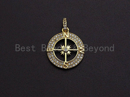 Clear CZ Micro Pave Hollow out Compass Pendant/Charm,Z458
