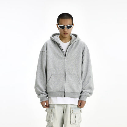 Fashionable Hooded Cardigan Layered Sweatshirt Mens Trendy Hoodie