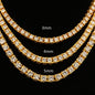 mens gold  Rhinestone Row Tennis Chain necklace