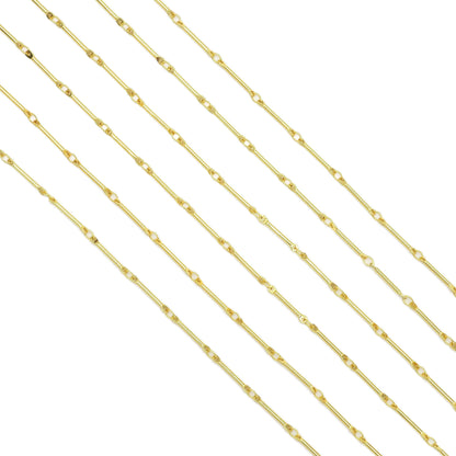 Gold Dainty Bar Link chain by Yard, Y865
