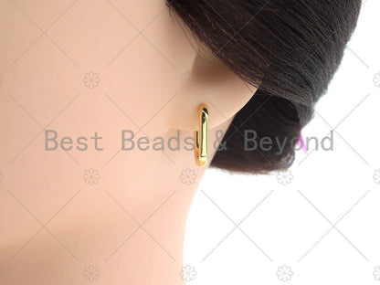 Dainty Gold Rectangle Huggie Earring, Sku#LD57