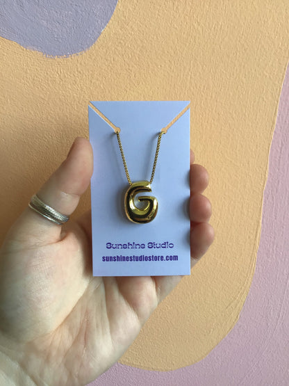 Bubble Letter Initial Necklace