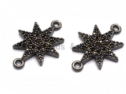 Black CZ Pave On Black Micro Pave Star Connector, Sku#A94