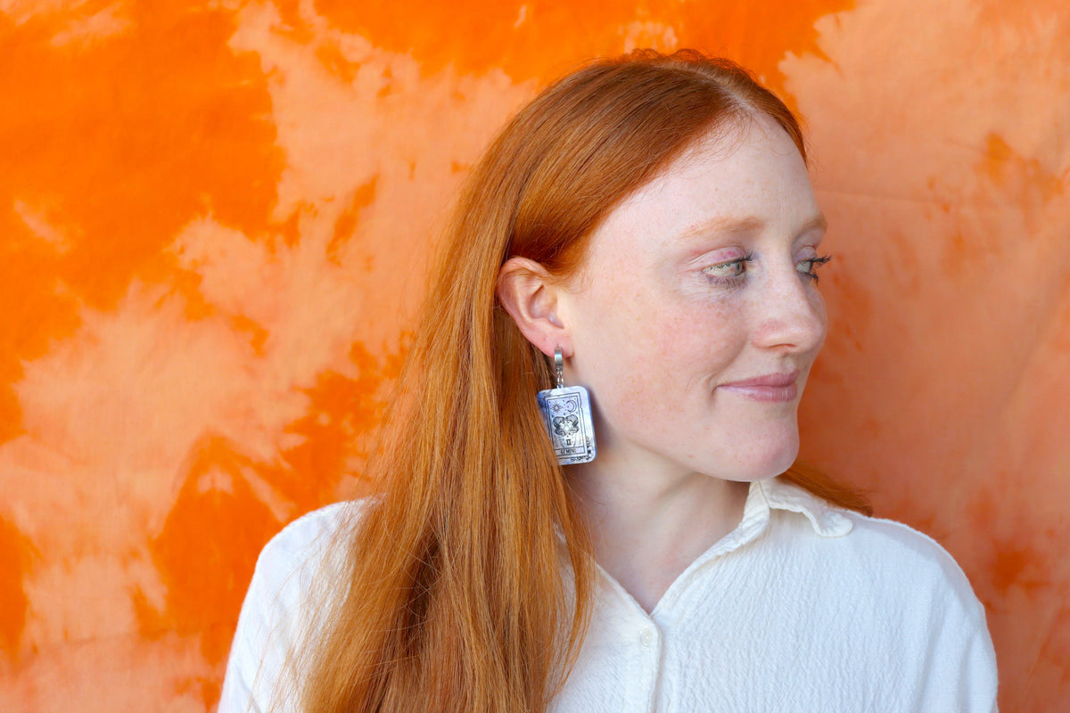 Blue Marble Zodiac Earrings