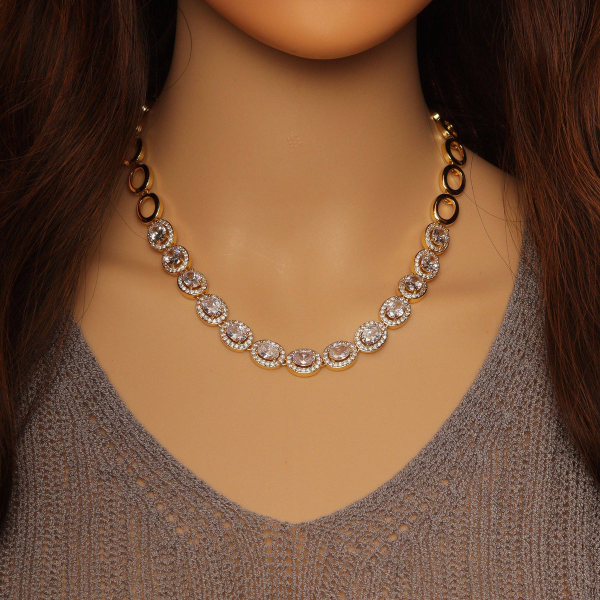 Gold Oval Link Chain Necklace,sku#LX229