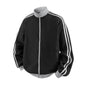 Striped Stand-Neck Preppy-Style Casual Sports Retro Jacket