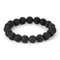 Men's Black Lava Volcanic Rock Fashion Stretch Bracelets