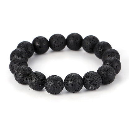 Men's Black Lava Volcanic Rock Fashion Stretch Bracelets