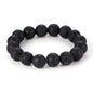 Men's Black Lava Volcanic Rock Fashion Stretch Bracelets
