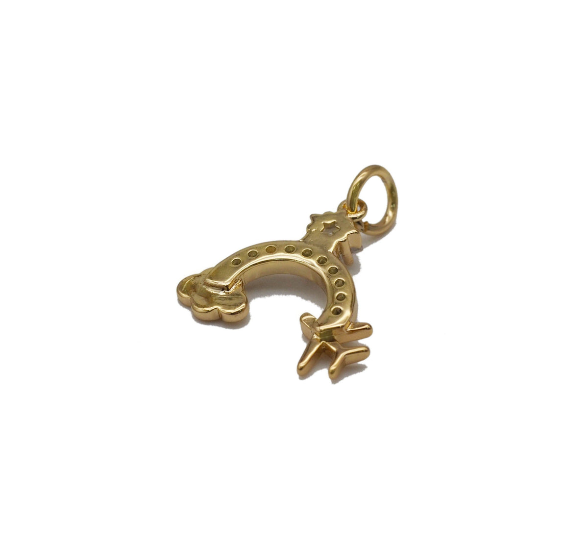 CZ Pave Rainbow Airplane Cloud Charm, Sku#CP41