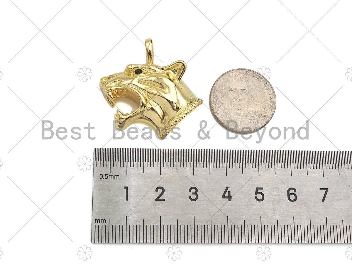 18K Gold Filled Tiger Head, Panther Head Pendant