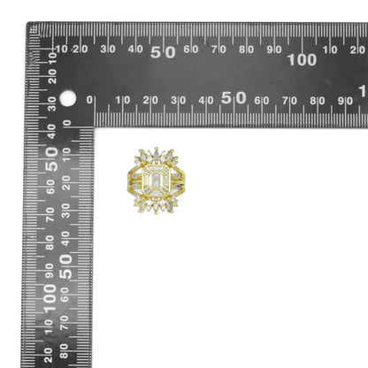 Baguette CZ Rectangle Center Statement Adjustable Ring, Sku#LK1069