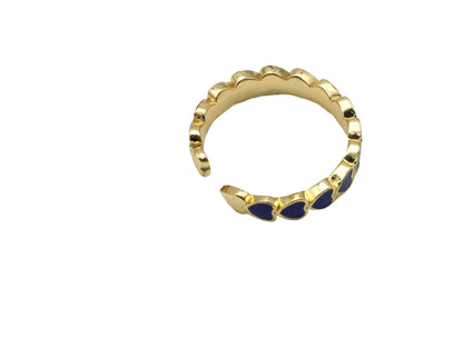 Gold Colorful Enamel Heart Adjustable Ring, Sku#JL173