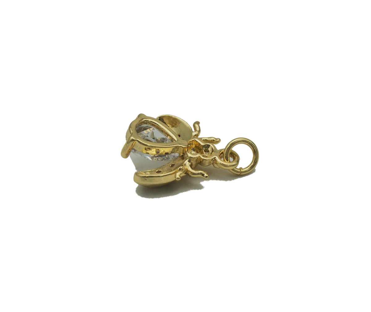 Gold Teardrop CZ Ladybug Charm, Sku#LD315
