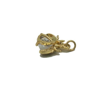 Gold Teardrop CZ Ladybug Charm, Sku#LD315