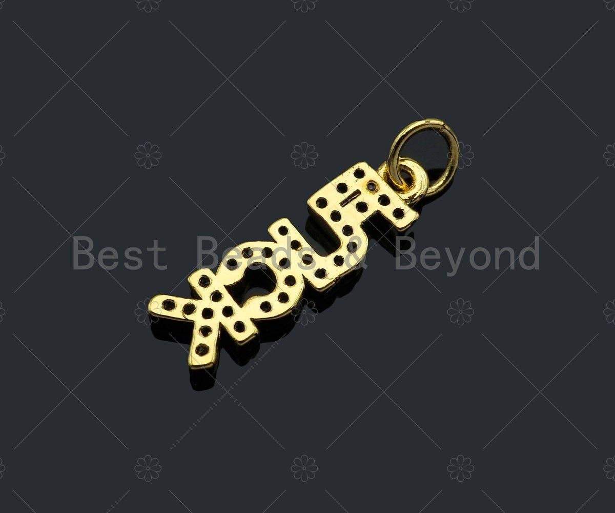 CZ Micro Pave Fuck Word Pendant/Charm,Cubic Zirconia Charm, LK191