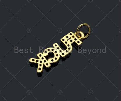 CZ Micro Pave Fuck Word Pendant/Charm,Cubic Zirconia Charm, LK191
