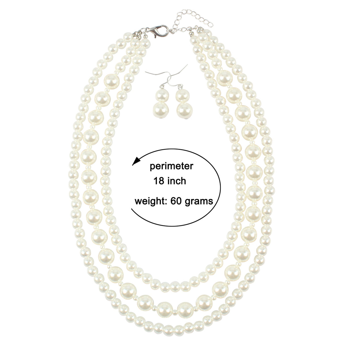 Vintage Handmade Layer Pearl Beaded Choker Necklace Jewelry Set