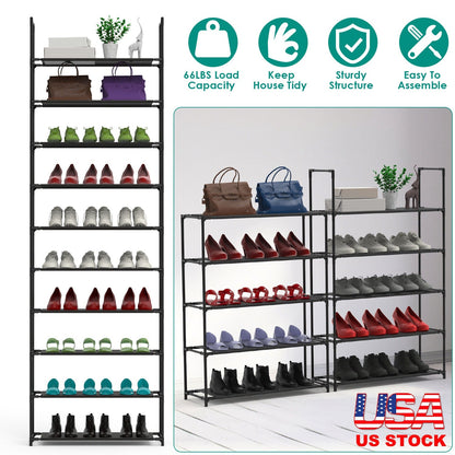 10-Tier Shoe Rack Organizer for Hallways and Closets