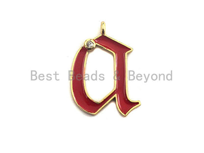 Enamel pave alphabet letter, Alphabet Charms, Initial Alphabet Letters, Custom Naming Pendants, Initial Letter a Pendant,17x23mm, sku# B121
