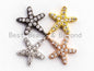 CZ Micro Pave Small Starfish Pendant/Charm, Cubic Zirconia Pendant in Gold Rose gold Black Silver, Fashion Jewelry Findings, 9x10mm, sku#B77