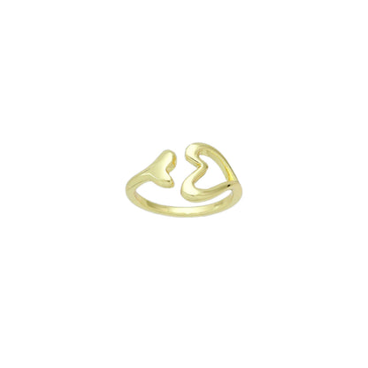 Gold Heart whale tail Adjustable Ring, Sku#LX651