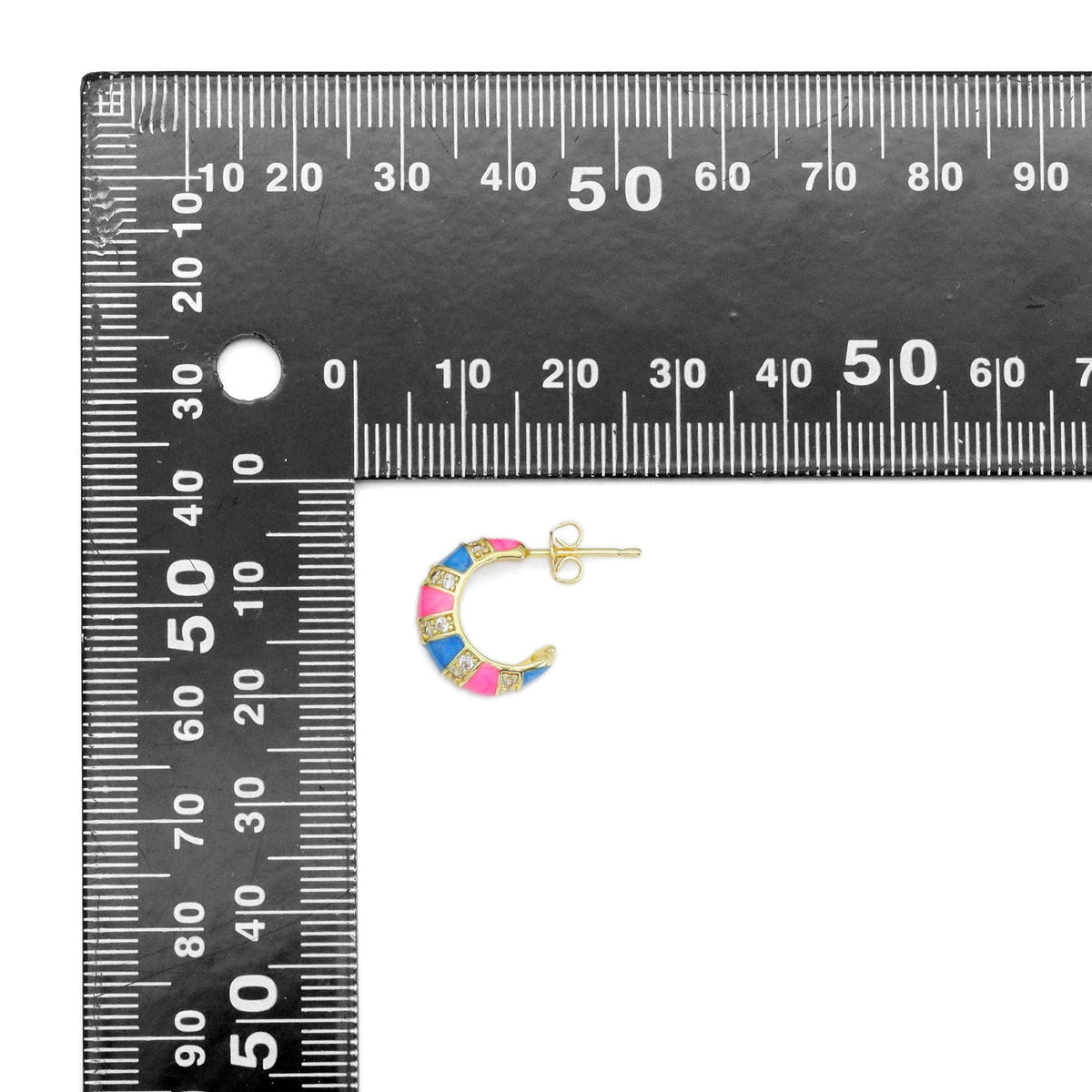CZ Colorful Enamel Cute Huggie Earrings, Sku#A166