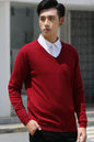 Mens Loose-Fit V-Neck Sweater Thick And Warm Knitted Top