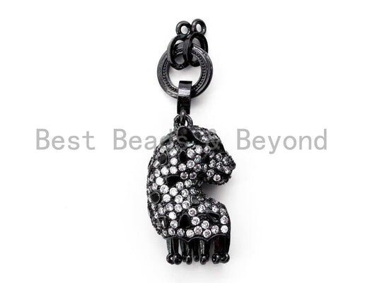 CZ Micro Pave Leopard Head Pendant/Enchancer, sku#L161