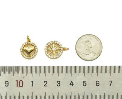 CZ Heart and North Star Charm, Sku#JL88