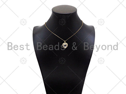 Gold Filled Big Colorful CZ Micro Pave Heart Shape Pendant, 18K Gold Filled Heart Charm, Necklace Bracelet Charm Pendant,15x19mm,Sku#LK334