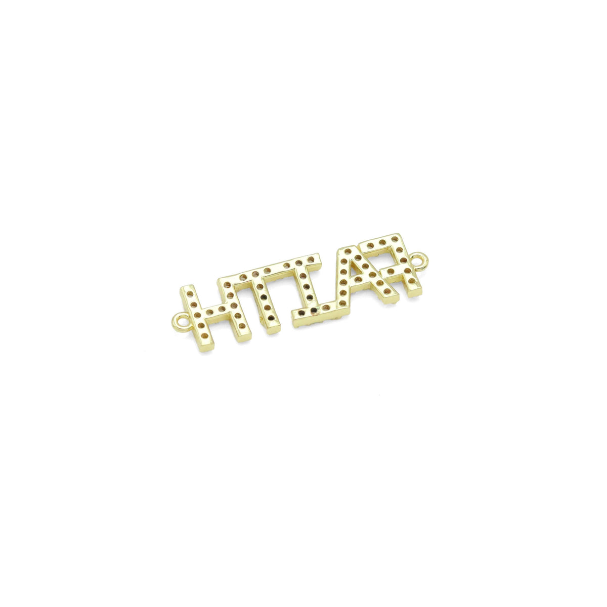 Gold Clear CZ Faith Word Connector Charm Pendant, Sku#A358