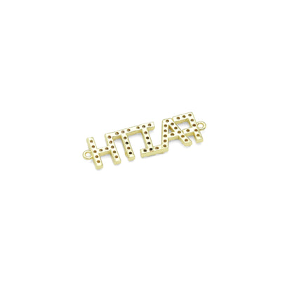 Gold Clear CZ Faith Word Connector Charm Pendant, Sku#A358