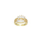 Baguette CZ Feather Shaple Statement Adjustable Ring, Sku#LD614