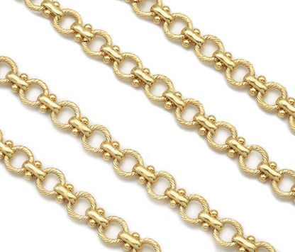 High Quality Textured Round Link chain with T Bar by Yard, Sku#LS31