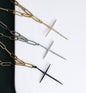 Medium Paperclip Chain Thin Cross Necklace, sku#CL09