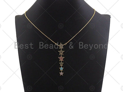 Multicolor CZ Multi Stars Necklace pendant, CZ Micro Pave Necklace Pendant, 19x66mm, sku#JL03