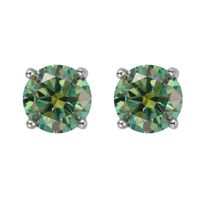 S925 Multicolor Moissanite 4-Prong Stud Earrings, 10 Color 0.5-3ct D-Grade VVS Certificate, Unisex Hypoallergenic Sterling Silver Gift