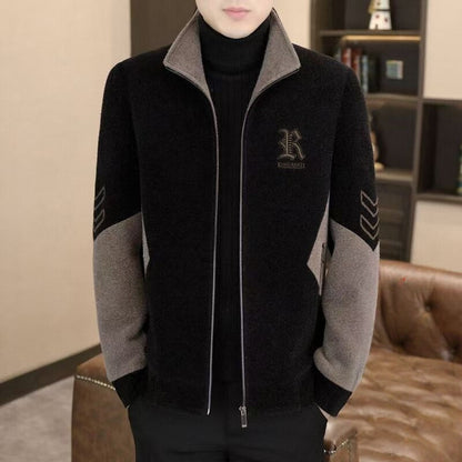 Mens Stand-Neck Jacket With Fleece Lining And Thickened Outerwear